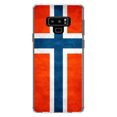thumbnail image 1 of DistinctInk Clear Shockproof Hybrid Case for Samsung Galaxy Note 9 - TPU Bumper, Acrylic Back, Tempered Glass Screen Protector - Norway Old Flag Red White Blue - Norway, 1 of 5