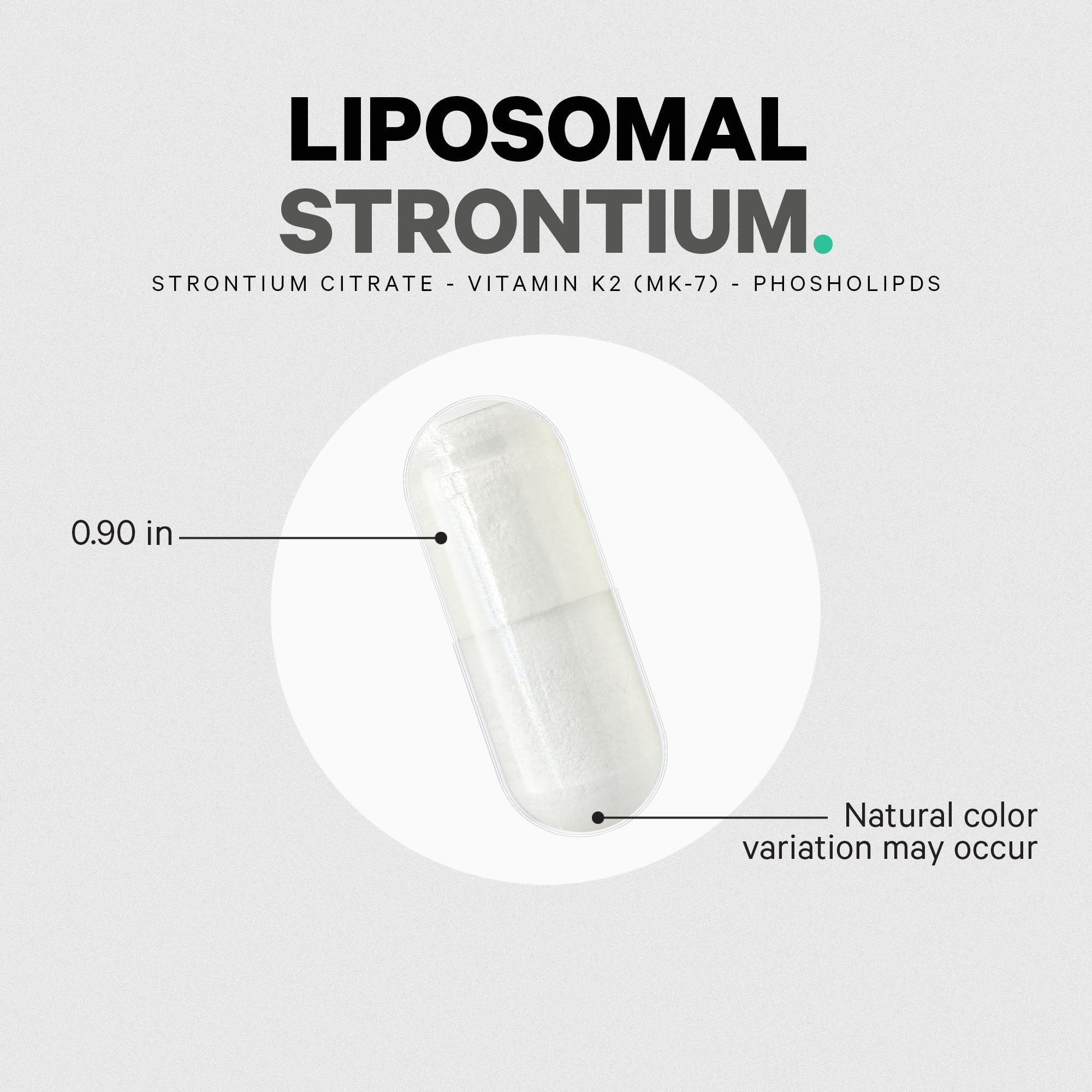 Codeage Liposomal Strontium Supplement - Strontium Citrate, Vitamin K2 MK-7, Liposomal Delivery, Non-GMO Mineral Strontium, Gluten-Free - 90 Capsules