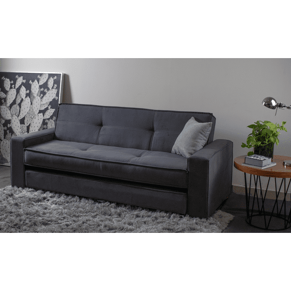 Sofá Cama M & E MUEBLES Confort Clean Gris Oxford Individual 3 Posiciones Con Cama Oculta