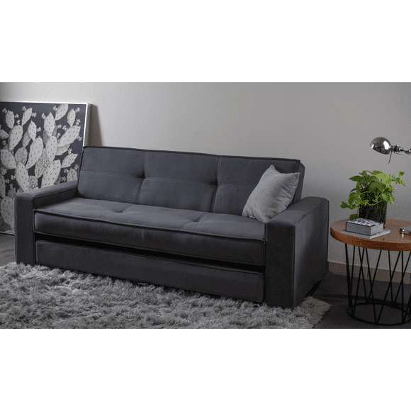 Sofá Cama M & E MUEBLES Confort Clean Gris Oxford Individual 3 Posiciones Con Cama Oculta