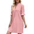 thumbnail image 5 of UVN Summer Dresses for Women Ruffle Short Sleeve Dress Casual V Neck T Shirt Dress, 5 of 10