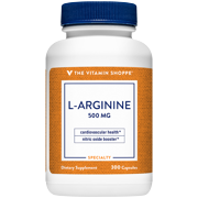 The Vitamin Shoppe LArginine 500MG, Supports Cardiovascular, Exercise Performance and Circulation, Supports Boosting Immune Function, Controlling Blood Pressure and Blood Flow (300 Capsules)