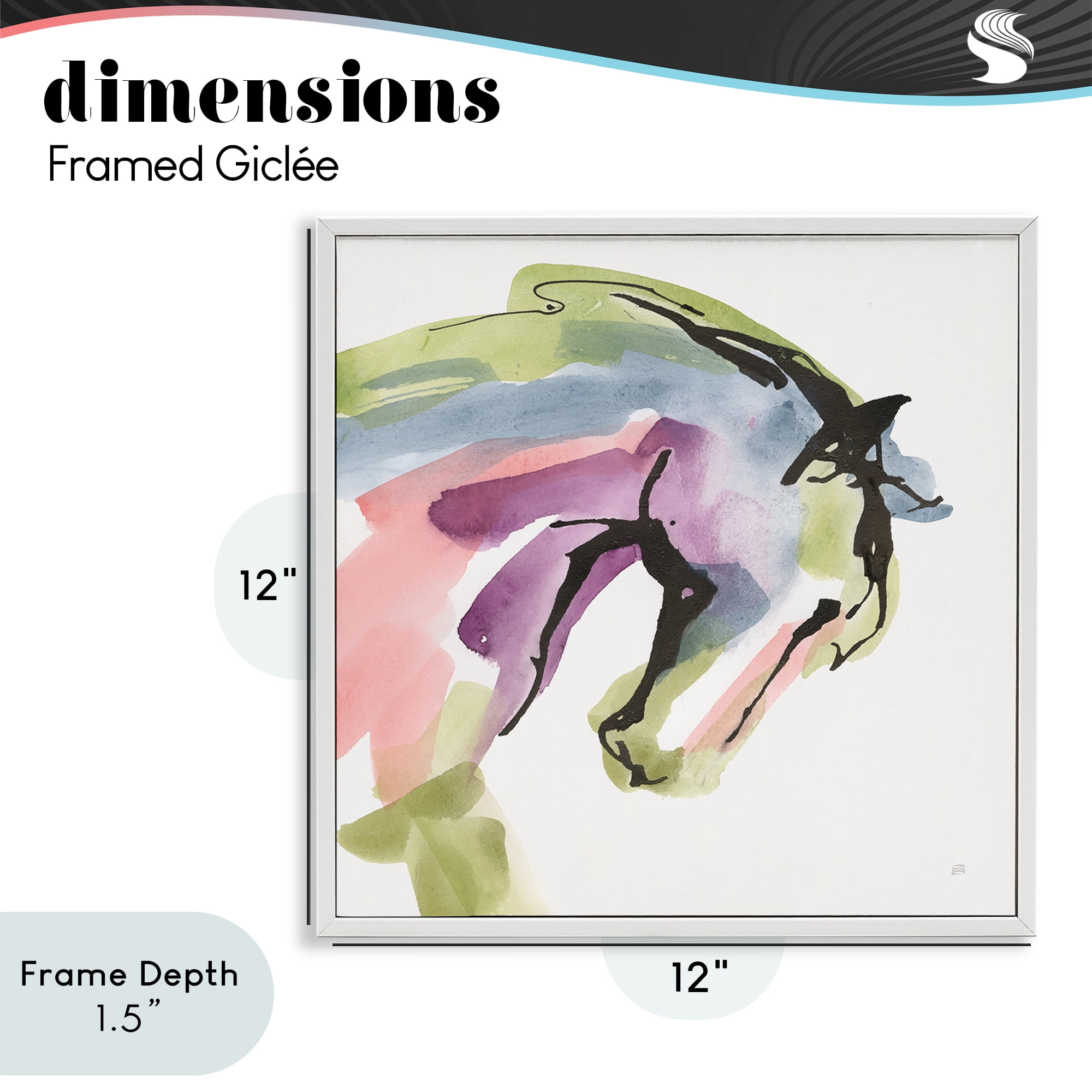 Stupell Industries Brushstroke Horse in Motion White Framed Giclee Art, design by Chris Paschke