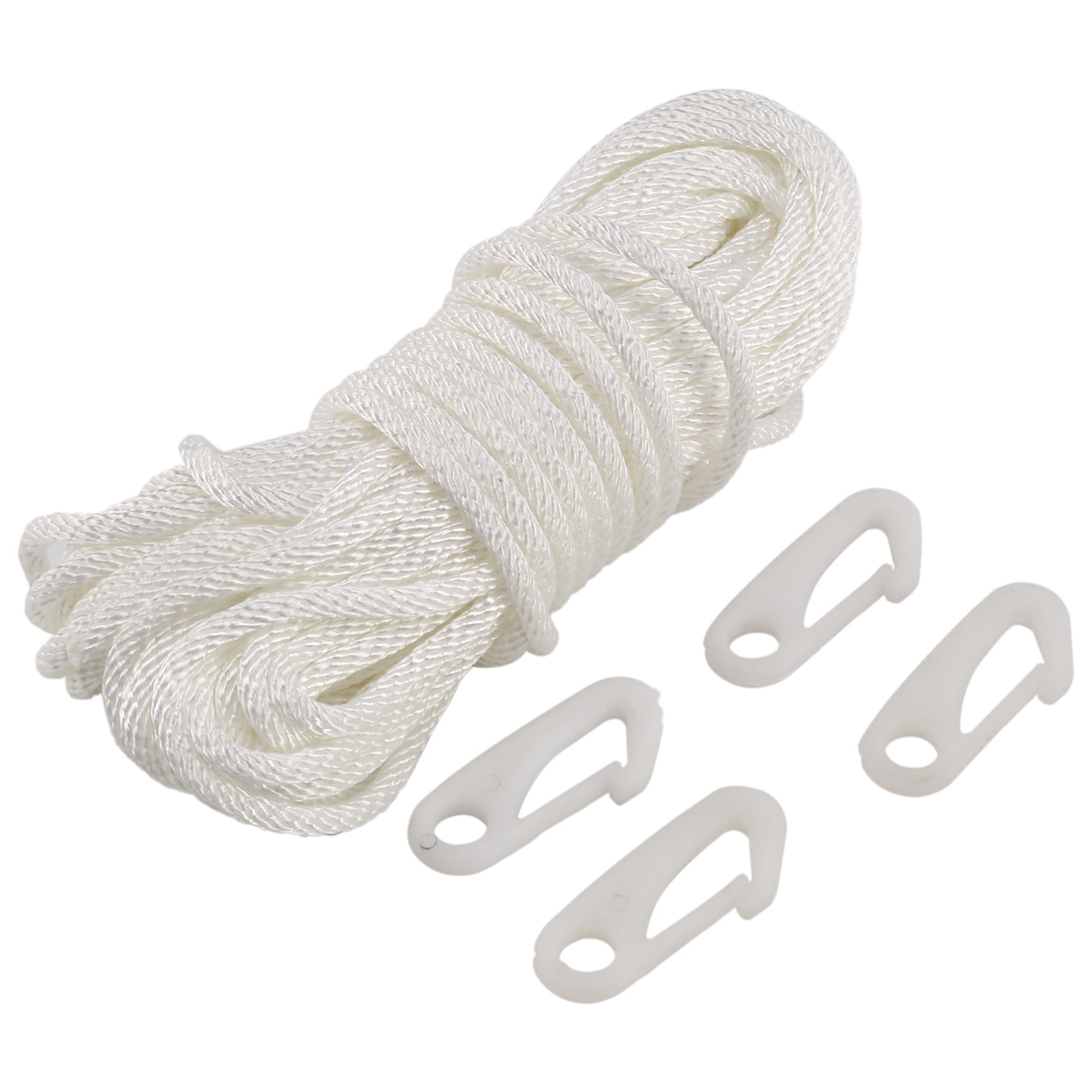 50 Feet x 1/4inch Flag Pole Halyard Rope with 4 Pieces Flag Pole Hook