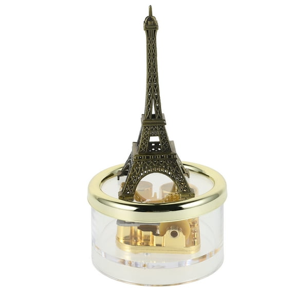 Hemoton Hand-Cranked Eiffel Tower Music Box Metal Statue Music Box Vintage Style Table Decoration Eiffel Tower Statue Eight-Tone Music Box