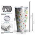 thumbnail image 3 of 30oz Pioneer Flower Floral Print Pattern Tumbler, Double Wall Vacuum Insulated Cup, BPA-Free Leak Proof Lid & Reusable Straws, Hot 12h, Cold 34h, 3 of 6