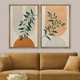 thumbnail image 2 of IDEA4WALL 2 Panels Framed Canvas Print Wall Art Set Geometric Mid-Century Retro Plants Polygons Abstract Shapes Nature Modern Art Minimalist Colorful for Home Decor - 16"x24"x2 Panels Natural, 2 of 5