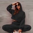 thumbnail image 4 of DailyTrove Women's Long Sleeve Crew Neck Tracksuit - Solid Color, Slim Fit, Spring & Street Wear,Black, 4 of 6