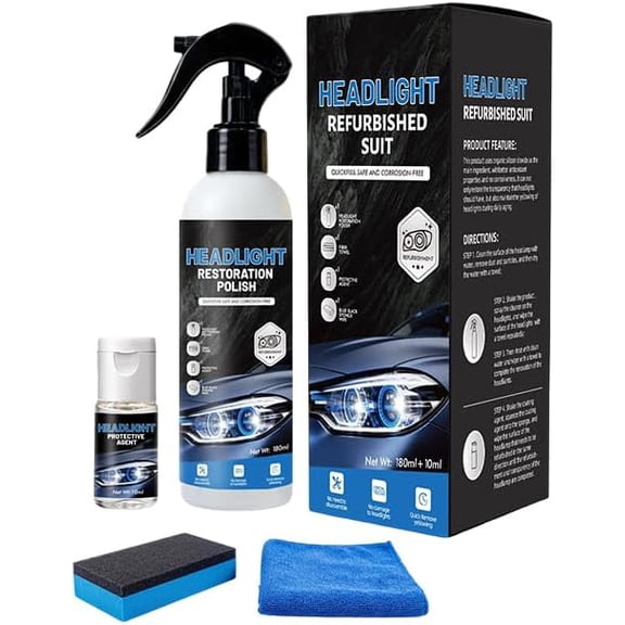 Headlight Restoration Kit, Ceramic UV Coating Headlight Polish Set, Oxidation Yellowing Blur Remover, DIY Repair Tool for Car Truck SUV Motorcycle Headlight Lenses