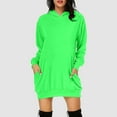 thumbnail image 2 of Women's Fashion Casual Long Sleeve Hoodie Dress Comfortable Pullover Solid Color Stylish Wear Outfit, 2 of 2