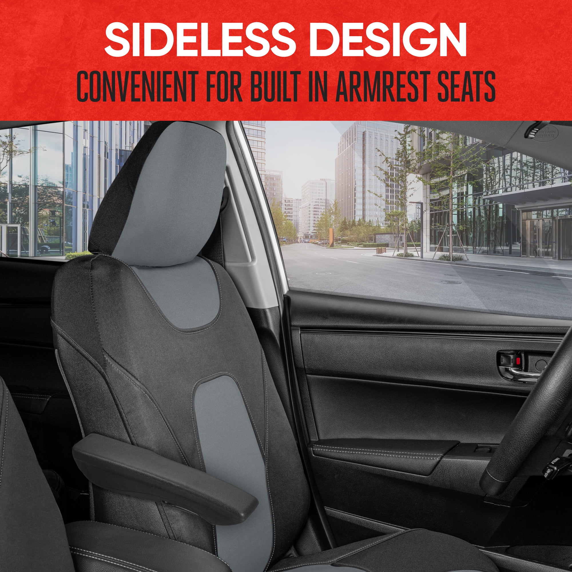Motor Trend AquaShield Car Seat Covers for Front Seats, Gray Waterproof Seat Covers for Cars Trucks SUV