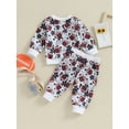 thumbnail image 4 of Wassery Baby Girl Pants Set 6M 1T 2T 3T Kids Girl Long Sleeve Floral Rugby/Heart Rugby Print Sweatshirt Drawstring Pants Sets 2Pcs Casual Autumn Clothing for Toddler Girl, 4 of 9
