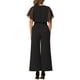 thumbnail image 3 of Mono con mangas acampanadas Inspire Chic para mujer, casual elegante, con cinturón en la cintura, pantalones de pierna ancha, 1 pieza, color negro, 3 of 6