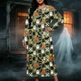 thumbnail image 3 of Women's Plus Halloween Nightgown Pumpkin Ghost Print Crewneck Long Sleeve Dress Fall Loungewear Sleep Maxi Dress, 3 of 7