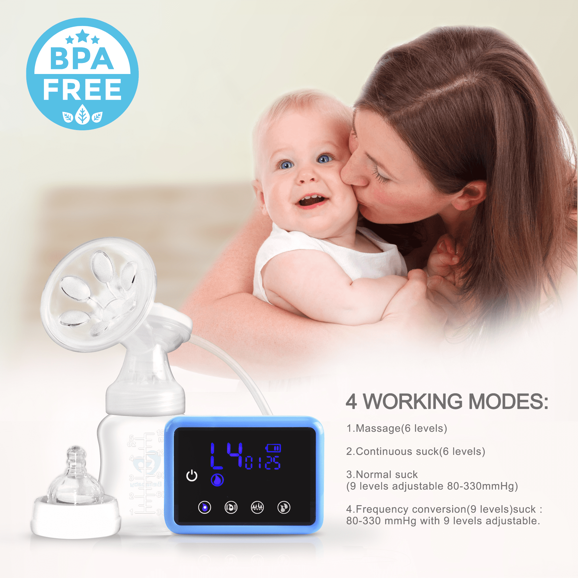 Bellababy W38, Hands-Free Breast Pump, Strong Suction and Painless - Double  / 24+21mm
