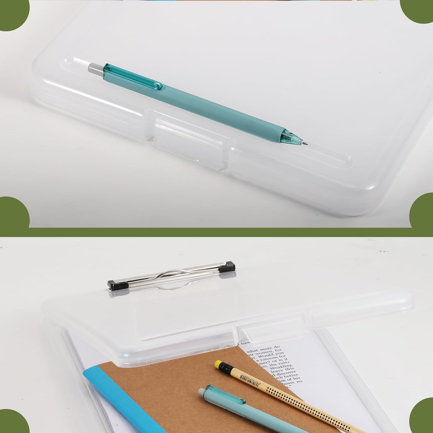 6 Pack Clear Clipboards with Storage, Plastic Storage Clipboard with Low Profile Clip, Clear High Capacity Nursing Clipboard, Heavy Duty Nursing Clipboards for Office, Nurse, 9.4x13.4x0.9 in