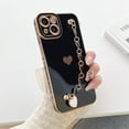 thumbnail image 1 of K-Lion Case for iPhone 13 6.1 inch 2021 Release, Elastic TPU Shell Drop Resisitant 3D Metal Glitter Bracelet Anti-loss Shockproof Luxury Fashin Case for iPhone 13, Black, 1 of 5