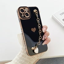 Dteck Case Compatible with iPhone 13 6.1 inch, Elastic TPU Shell [3D Sparkle Bling Love Metal Bracelet] Anti-loss ShockprooF & Anti-drop Luxury Fashion Case for Women & Girls For iPhone 13, Black