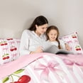 thumbnail image 5 of Erosebridal Pink Bowknot Kids 7-Piece Twin Bedding Sets,Red Cute Cherry Bedding Comforter Set For Girls,Reversible pink, 5 of 7