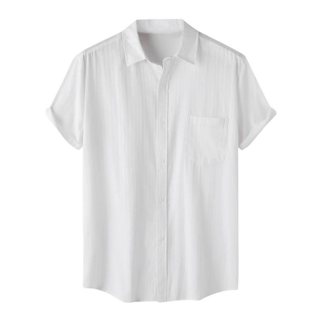 Dagugfen Work Shirts for Men Short Sleeve Button down Loose Solid Color Office Casual Shirts with Pocket