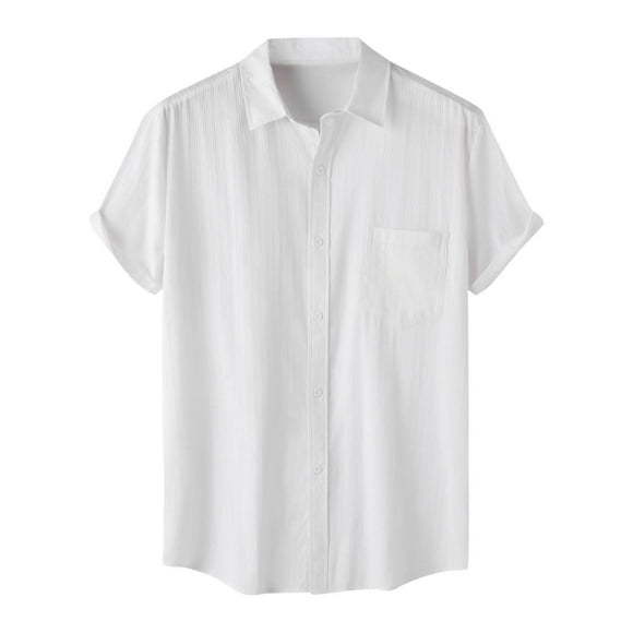 cfhntfmh Mens Short Sleeve Button down Shirts Lightweight Breathable Casual Collared Dress Shirts for Men S-XXl