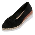 thumbnail image 1 of Negro Punta Tacones Del Dedo Del Pie para las Mujeres Tejidos Cuña Espadrilles, Zapatos Casuales Negros de las Mujeres Gruesa Suela Deslizamiento En, 1 of 9