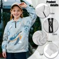 thumbnail image 7 of Xoenoiee Turtle Jellyfish Coral Print Girls Athletic Half Zip Sweatshirt, Lightweight Pullover Long Sleeve Workout Top for Running Hiking, Fall Winter Clothes, Size 9-10 Years, 7 of 7