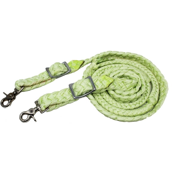 Horse Roping Western Barrel Reins Braided Knotted Nylon Lemon Green 607159