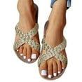thumbnail image 5 of Njoeus Women Flat Sandals Summer Dressy Casual Braided Linen Crossover Sandalias Cute Vacation Sandals, 5 of 8