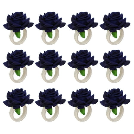 

12pcs Napkin Ring Reusable Romantic Table Decoration Rose Flower For Wedding