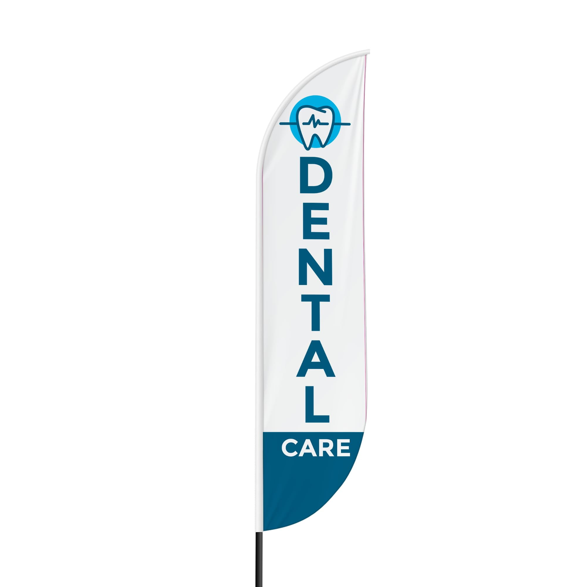 Dental Care Sign feather flag Pole kit for Outdoor by Mavis | 15 FEET Tall Polyester Banner Flag Pole Mount with Cover | HD Print Swooper Flags to Promote Medicine | Made in USA