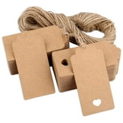 H&S Kraft Paper Blank Christmas Gift Tags - 120pcs Brown Paper with String Attached - Heart Shape Cut for Decoration