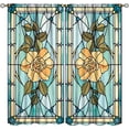 thumbnail image 2 of Stained Glass Style Floral Curtains Boho Plant Stained Glass Curtain with Rod Pocket for Bedroom Living Room Home Decor Drapes Window Treatments 26"W x 63"L (Pack of 2), 2 of 6
