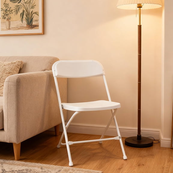 10 Pack Plastic Folding Chair, Portable Commercial Chair with Steel Frame, 350LB Weight Capacity Comfortable Event Chair for Home Office Wedding Outdoor Events