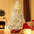 thumbnail image 4 of Patiojoy 7 FT Snow Flocked Christmas Tree Hinged Pre-lit Xmas Tree with Branch Tips Warm White LED Lights, 4 of 10