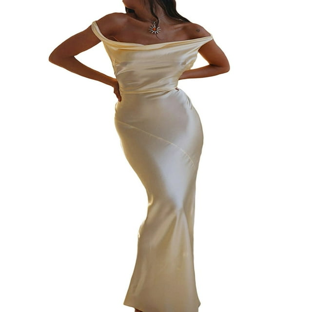 CNKOO Women Long Dress Sleeveless Draped Neck Backless Lacing Slim Fit Dress for Party Cocktail Evening