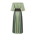 thumbnail image 5 of LINMOUA Women's Fashion Retro Collision Slim Flying Sleeve Big Hem Dress One Shoulder Dresses, 5 of 5