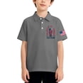 thumbnail image 2 of CCRFTGI 250 Anniversary USA Flag Polo Shirts for Child Girls Boys Size 7 School Uniform America Flag freedom Shirt Golf Lapel Button Collared Polo Quick Dry Summer T-Shirts Gray 12-13 Years, 2 of 7