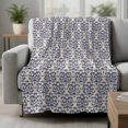thumbnail image 2 of Navy Blue Baroque Blanket Soft Cozy Warm Twin Blanket for Bed, Plush Fuzzy Flannel Fleece Blankets for Sofa, Vintage Abstract Art Pattern Throw Blankets for Couch, Gifts for Men, 60"x80", 2 of 9