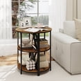 thumbnail image 2 of Gymax 3-Tier Half Round End Table w/Study Metal Frame Storage Shelves for Living Room Rustic Brown, 2 of 10