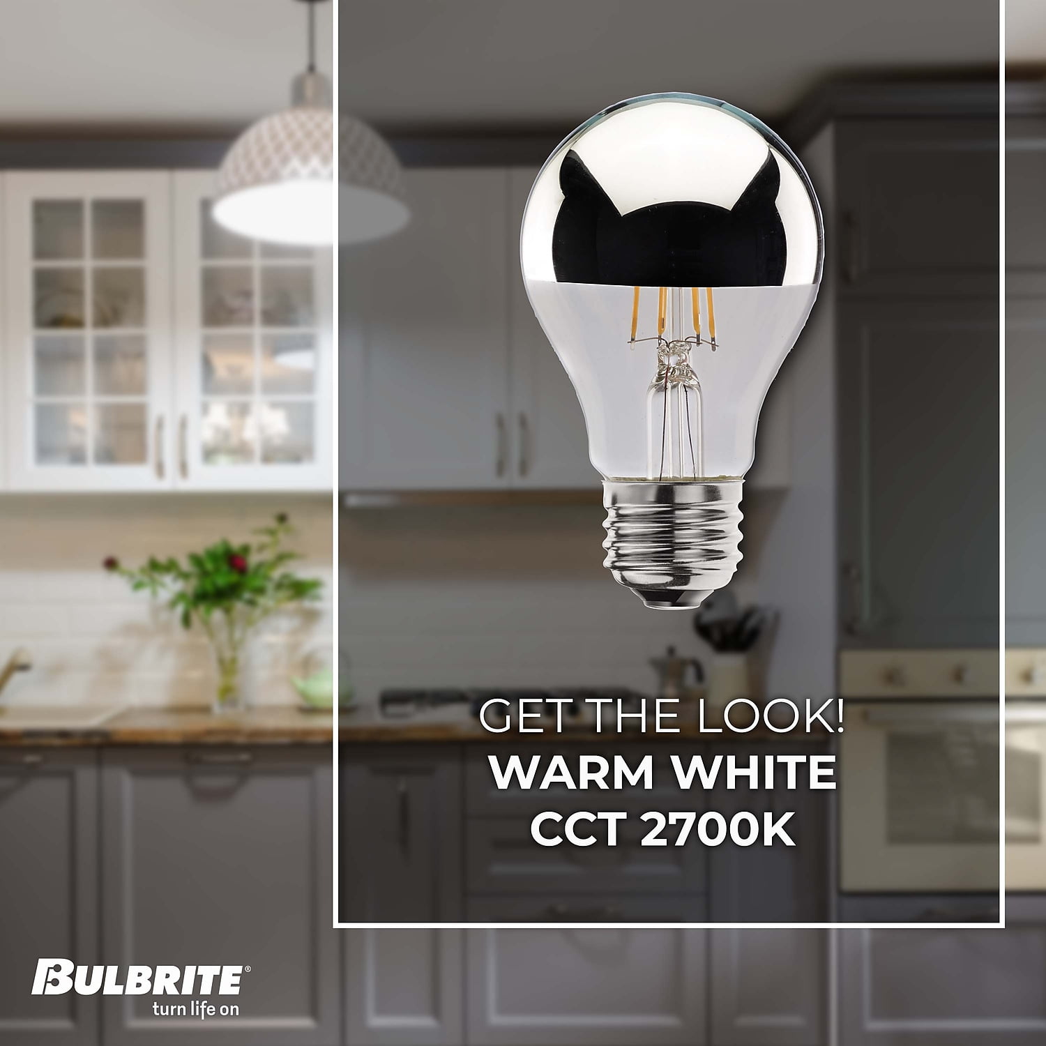 Bulbrite  Multi Pack 7 Watt Dimmable A19 Medium (E26) LED Bulb Half Chrome Pack of 2