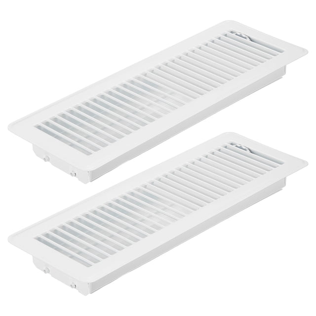 Uxcell Registro de Piso de 14 x 4 Pulgadas, 2pcs Cubierta de Ventilación de Aire de Alta Resistencia, Rejillas de Piso Ajustables, Blanca