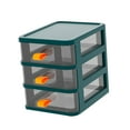 thumbnail image 4 of Caja de almacenamiento de mesa, cajón de escritorio, contenedor de artículos diversos, estante de almacenamiento decorativo, organizador de escritorio 3 capas verde, 4 of 10