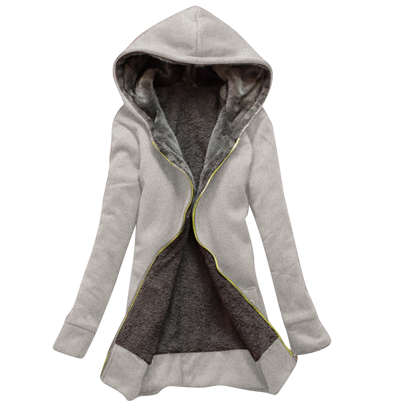 TAIAOJING Women's Oversized Long Sleeve Shacket Jacket Winter Sherpa Lined Zip Hooded Sweatshirt Jacket Coat -