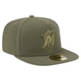 thumbnail image 3 of Men's New Era Olive Miami Marlins Color Pack A-Frame 59FIFTY Fitted Hat, 3 of 5