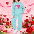 thumbnail image 3 of Zefriona Kids Casual Heart Graphic Long Sleeve Hoodie and Cuffed Tracksuit Pants Set 2-13Y Light Blue Size 10, 3 of 3