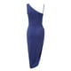 thumbnail image 5 of Falda larga plisada con abertura sexy de color liso para mujer, vestido de noche con un solo hombro, informal, con volantes en el dobladillo., 5 of 6