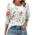 thumbnail image 1 of Atogsazn Blouse pour Femmes Habillée Décontractée Printemps Été Manches 3/4 à Volants Hauts Tunique Décontractée Chemises de Travail 03-Blanc m Mode, 1 of 5