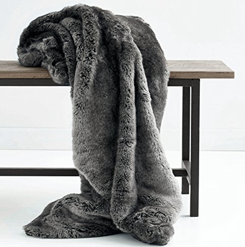 Luxury Faux Fur Oversized Throw Blanket with Plush Velvet Reverse, Fox