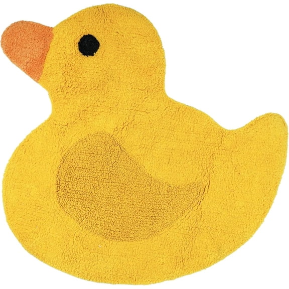 HomeRoots 635394 25 in. Yellow Cotton Rubber Duckie Youthful Bath Rug